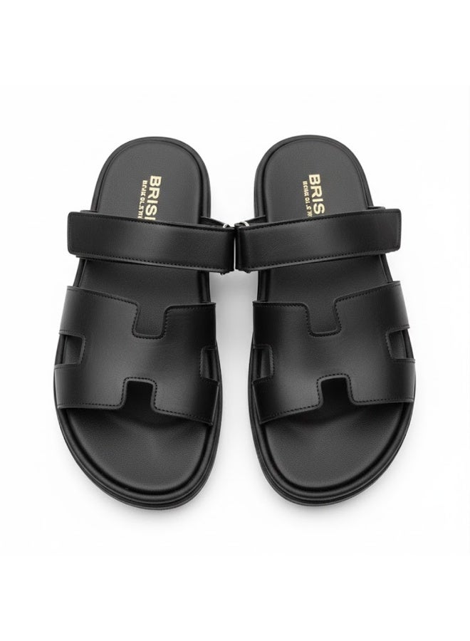 Stylish men's slippers with a modern and comfortable design – genuine leather and non-slip orthopedic sole, available in various sizes and colors. - Image 1